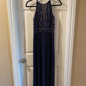Navy, Black Tie, Jersey, Sequined Dress